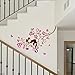 Carejoy Cute Monkey Pink Flower Blossom Tree Wall Art Decor Decal Nursery