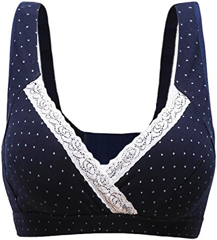 Unilove Wirefree Maternity Nursing Bra Seamless Adjustable Cotton Sleep Bralette with Bra Extender (XXL, Blue)
