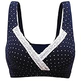 Unilove Wirefree Maternity Nursing Bra Seamless Adjustable Cotton Sleep Bralette with Bra Extender (L, Blue)
