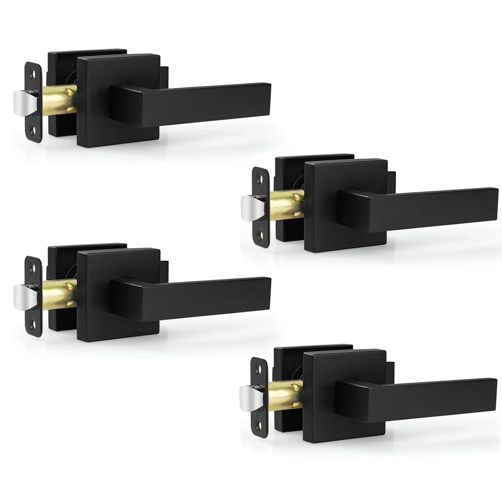 Photo 1 of Estmoon 4 Pack Passage Door Knobs - Black Door Handle Interior Door Levers, Heavy Duty Non-Locking Locksets Hall Closet Handles, Reversible for Right & Left Sided Doors