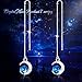 CRYSLOVE 925 Sterling Silver Earrings for Women Sweet Mini Blue Crystal Moon Pendant Earring Needle Drop Threader Pull through Dangle Earrings Best Choice for Mother's Day Valentine's Day