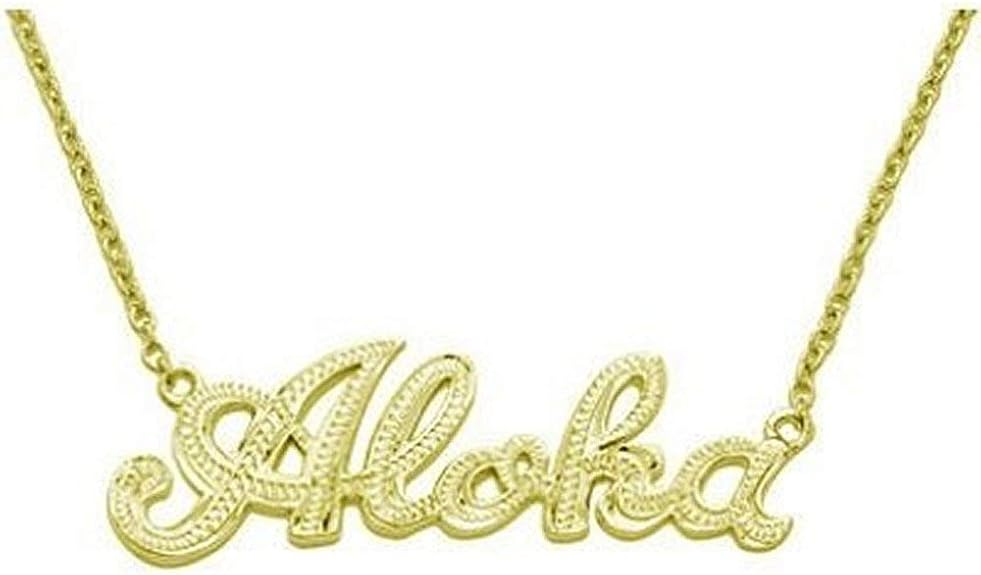 Hawaiian Jewelry Aloha 14k Yellow Gold Finish Silver