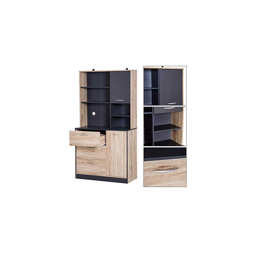 Buffet de Cuisine Armoire de Cuisine Multirangements 2 Portes 3