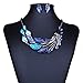 iNewcow Tibetan Silver Blue Peacock Crystal Earrings Necklace Set for Wedding Party