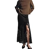 Brown Lace Skirt Women Sexy High Slit Tight Skirt Elegant Lace Patchwork Satin Party Dress