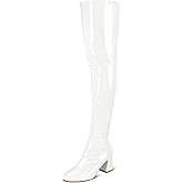 syztsho Thigh High Boots for Women Patent Leather PU Chunky Heel Over The Knee Boot Sexy Square Toe Side Zipper GOGO Boots