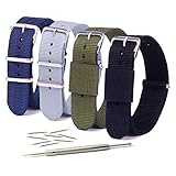 20mm/22mm Watch Bands Nylon, Vetoo Premium Ballistic Nylon Straps, NATO Replacement Wristband with Adjustable Metal Clasp for Men Women, 4 Packs