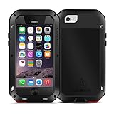 Love Mei LM001 Shockproof Water Resistant Dust/Dirt/Snow Proof Aluminum Metal Gorilla Glass Heavy Duty Protection Case Cover for Apple iPhone 6 Plus - Black