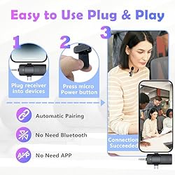 Newnik 3 in 1 Wireless Lavalier Microphone for