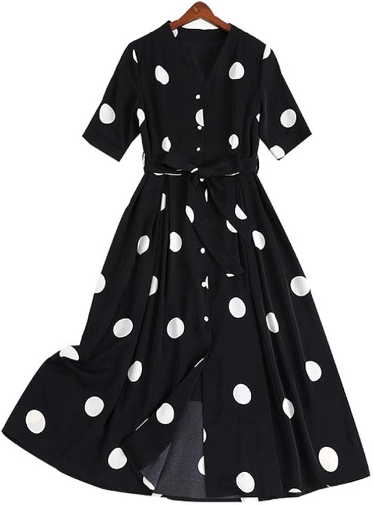ZSCRL Modisches Tupfenkleid, Damenbekleidung im europäischen Stil in