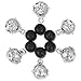 6Pcs Small Size Lava Cage Locket Pendants with 6 Lava Stone Diffuser Beads Balls Charm Kit Set for Essential Oils Jewelry Making Supplies Necklace Bracelet by Afantti, Silver