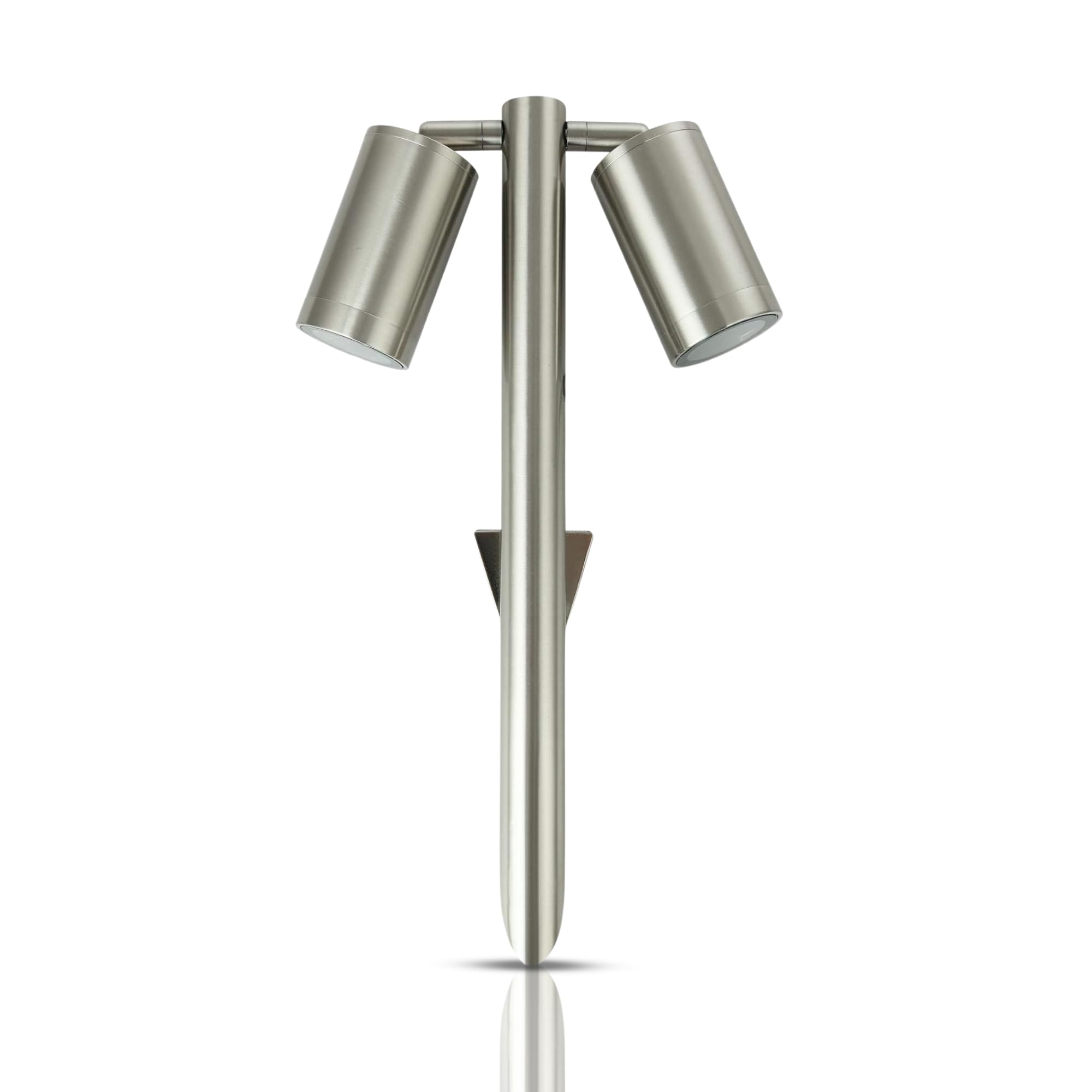 UKEW Twin Garden Spike Light - Adjustable Head GU10 LED Spike Lamp - IP65 Waterproof Tree Spotlight for Outdoor Pathway Lighting - Aluminum Ground Mount LED Compatible Fitting