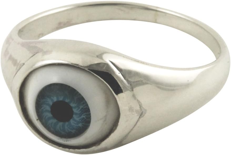 apop nyc"I C U Sterling Silver Blue Evil Eye Ring (Size 6-12)