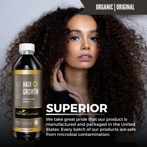 Hair Growth Plus 12oz - Bamboo Hair Product with Collagen, Keratin and Vitamins for Women and Men - Healthy Hair, Skin and Nails - 1 Bottle