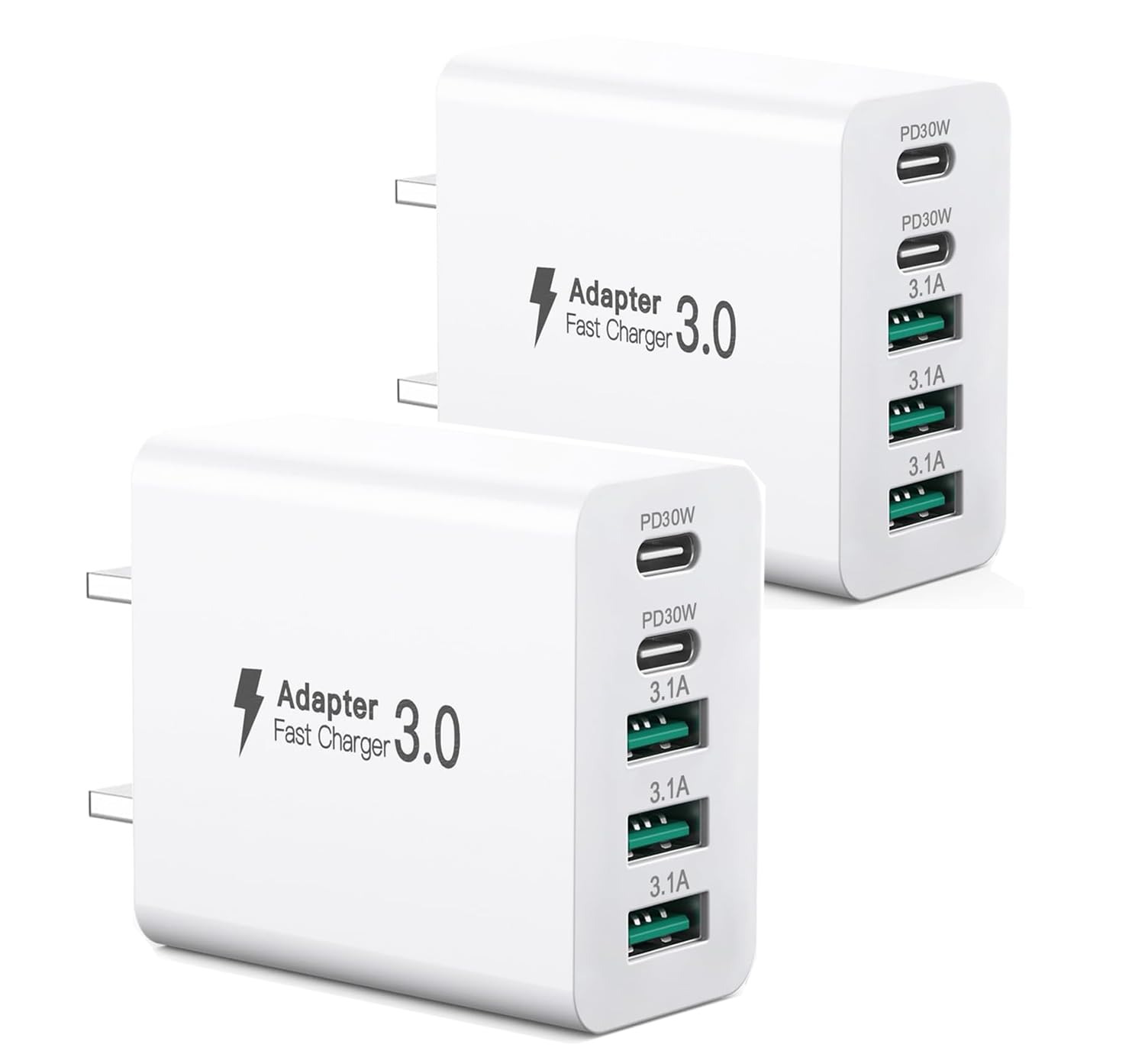 Photo 1 of ?2-Pack? iPhone Fast USBC Charger, 80W USB C Wall Charger, Dual-30W Multiport Fast Charging Block, 5-Port Universal Plug Compatible with iPhone 17/16/15, Google Pixel 10Pro/10/9Pro/9a/8/7, iPad