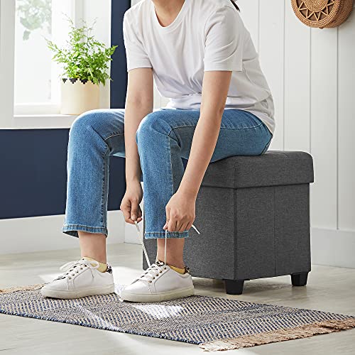 SONGMICS Puff Almancenaje Taburete con Reposapiés 38 x 38 x 40 cm | Taburete con Reposapiés para Salón, Dormitorio MLSF014G01V1