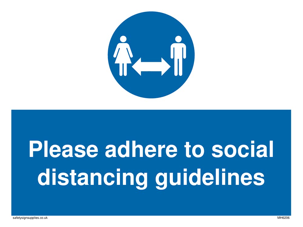 Pack of five - Please adhere to social distancing guidelines Sign - 200x150mm - A5L