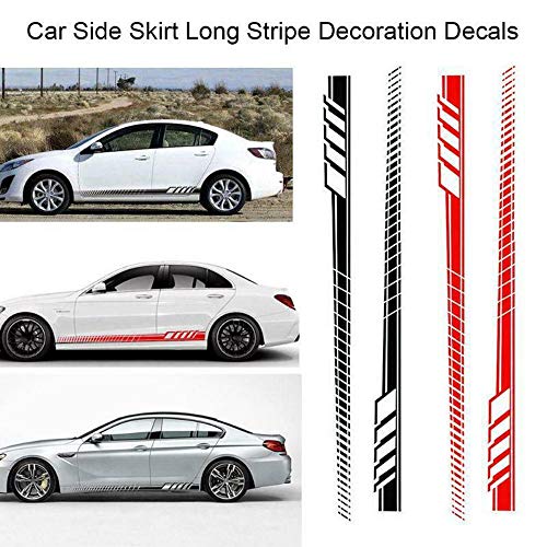 i-VIVIAN Universal Sports Racing Stripe Graphic Stickers and Decals for Truck Auto Car Body Side Door (Red-2) - Thumbnail 2