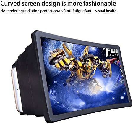 8.3 Inch Curved 3D Screen Magnifier, Portable Dizaul Cell Phone HD Movie Video Amplifier Flexible Expander Stand Holder for iPhone 7/7 Plus/6/6s/6 Plus/6s Plus and All other Smart Phones (Black)