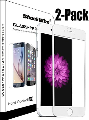 iPhone 7 [2-Pack] [Full Coverage] Screen Protector ShockWize [Tempered Glass] .3mm Thin Premium Real Edge to Edge Glass Screen Protector iPhone 7 (4.7") (White 2-Pack)