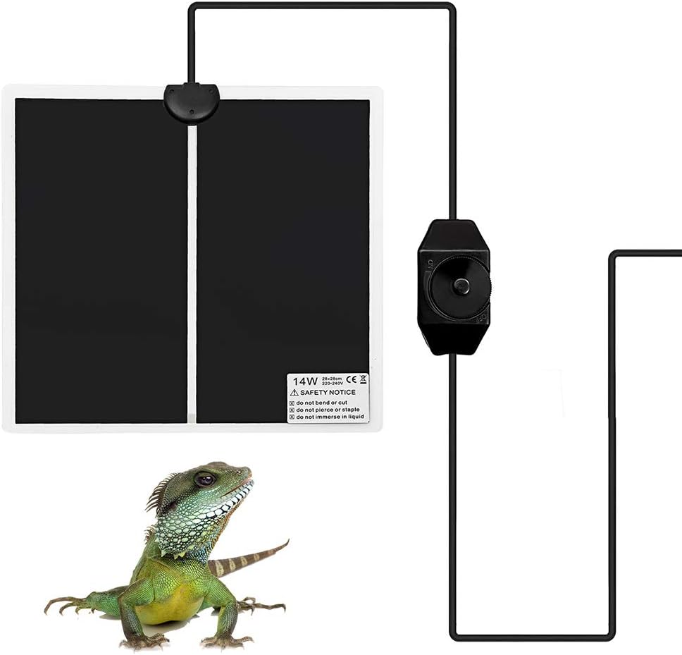 Reptile Heating Pad Mat, Mallalah Adjustable Reptile Tank Warmer Mat Fits for Turtle, Snakes, Lizard, Gecko