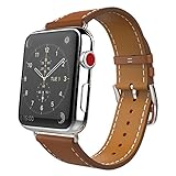Apple Watch Band Series 1 Series 2, MoKo Luxury Genuine Leather Smart Watch Band Strap Single Tour Replacement for 42mm Apple Watch Models, BROWN (Not Fit 38mm Versions)