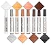 Escest Furniture Repair Kit (17 Pc Set) Scratch Touch Up Wood Markers & Wax Sticks with Sharpener - 8 Colors, White Gray Brown - for Stains, Scratches, Floors, Tables, Desks, Carpenters, Touch-Ups