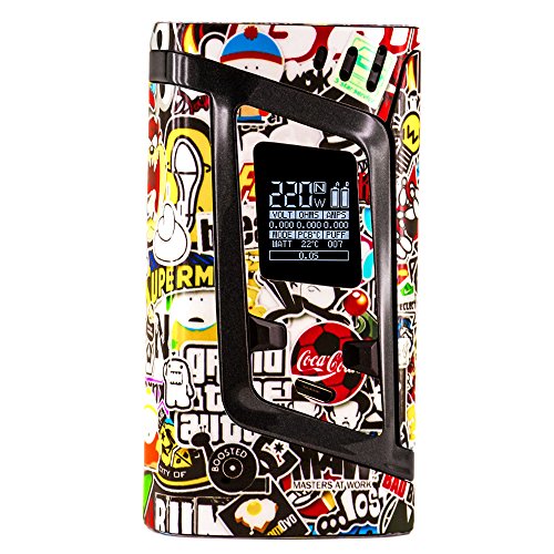 PIMP MY VAPE - Sticker Bomb - Custom Protective Vinyl Decal for ecig (e-cigarette) SMOK ALIEN 220W TC Cover - Best quality skin - Second life to your box mod, wrap and enjoy + BONUS STICKER