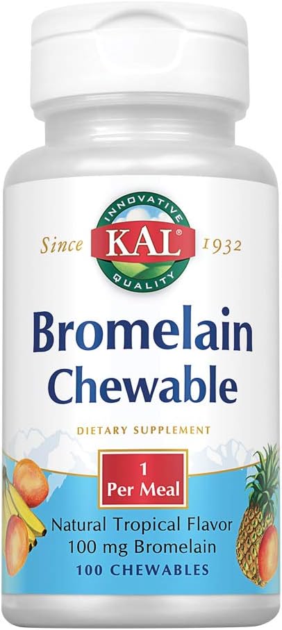 KAL Bromelain Chewable Tablets, Tropical Flavor, 100 mg, 100 Count: Health & Personal Care