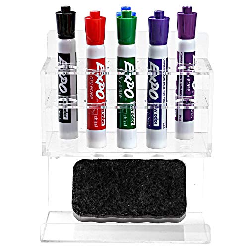 MyGift Wall Mounted Clear Acrylic Dry Erase Whiteboard Marker Holder