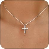 Moodear Cross Necklace for Women - Dainty 925 Sterling Silver/Gold Plated Layered Cross Pendant Simple Small Necklaces for Women Trendy Jewelry Gifts