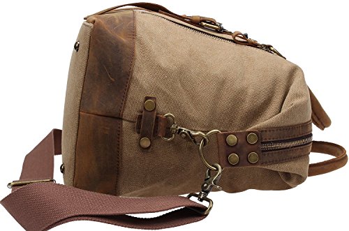 21" Luggage, Berchirly Oversized Canvas Genuine Leather Trim Travel Tote Duffel Shoulder Handbag Weekend Bag - Thumbnail 2