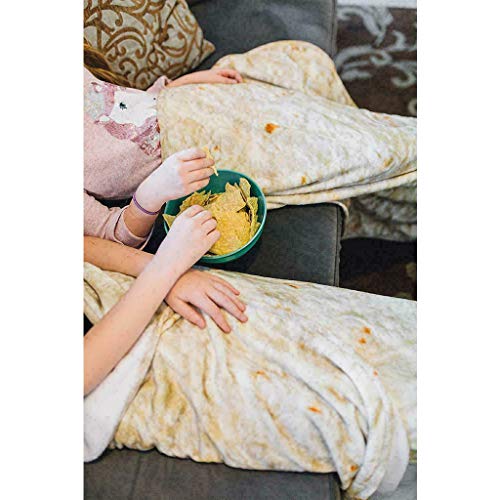 Round Tortilla Throw Blanket for Kids and Adults - 100125cm, Photo-Realistic Tortilla Blanket Tortilla Beach Towel Cozy Blanket Food Creations - Thumbnail 5