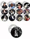 Michael Jackson Party Favors Supplies Decorations Collectible Metal Pinback Buttons, Large 2.25” -12 piece set, cool to wear on backpacks and jackets