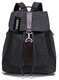 Tibes Casual Canvas Backpack for Women/Girls Black