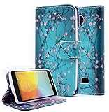 LG Tribute Case - NageBee - Design Dual-Use Flip PU Leather Fold Wallet Pouch Case for LG Tribute LS660 F60 (Fold Wallet plum blossom)