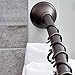 iDesign Curved Metal Shower Curtain Rod, Adjustable Customizable Curtain Rod for Bathtub, Stall, Closet, Doorway, 41-72 Inches, Bronze