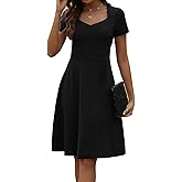 BARASA Women's Wear to Work Dresses Elegant Sweetheart Neck Short Sleeve Party A-Line Knee Length Dress D163