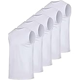 Real Essentials 5 Pack: Men's Breeze Tech Tank Tops Sleeveless Shirts Workout Muscle Athletic Running (Big & Tall Available)