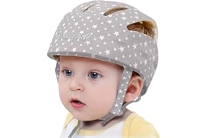 Huifen Adjustable Baby Head Protector, Baby Helmets for Crawling Walking Lightweight Safety Infant Helmet Jumping Running Breathable Hat Infant Essentials Toddler Helmets 6-24 Months (Star Gray)