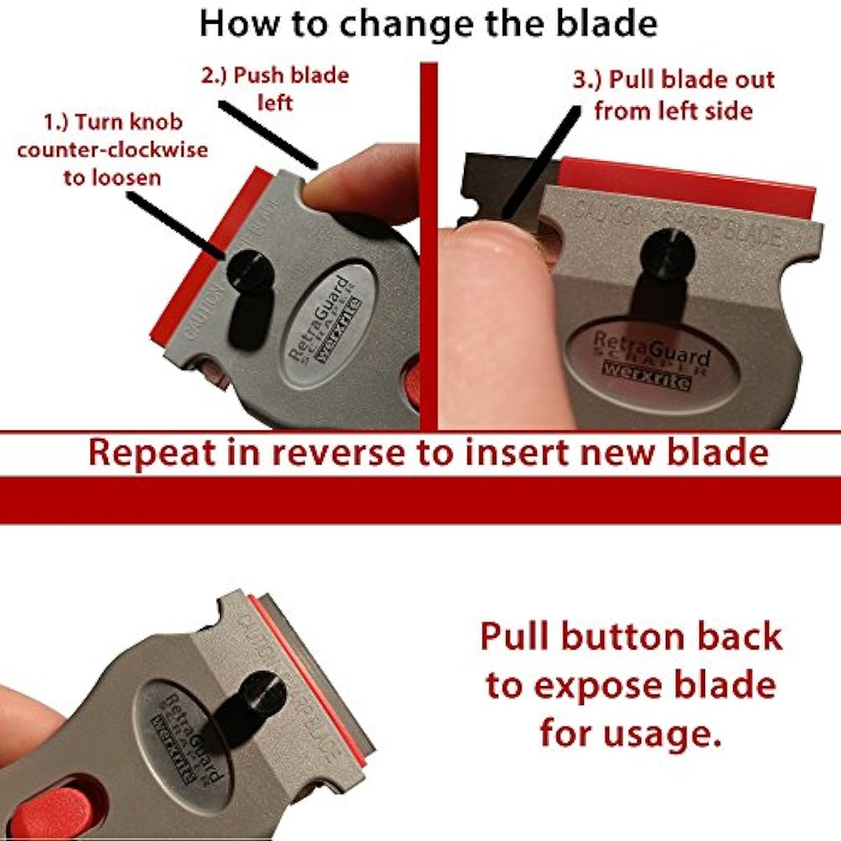 Werxrite RetraGuard Razor Blade Scraper Tool Stovetop Cooktop Glass