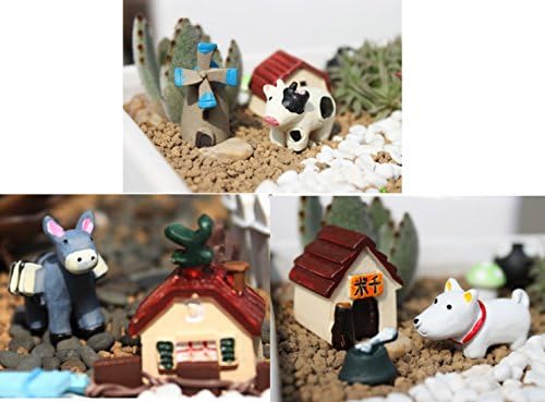 SWONVI Dog Cow Donkey Miniature Ornaments K for DIY Fairy Garden Dollhouse Décor for Planter Decorative Fences (Dog Cow Donkey)