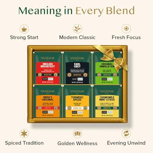 , Founder's Selection - Surtido De Té, Caja De Regalo De Té (6 Sabores, 36 Bolsas) Caja De Infusión De Té Con Variedad De Tés | Cajas De Regalo De Té