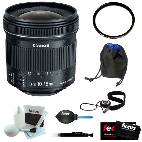 Canon EF-S 10-18mm F/4.5-5.6 IS STM Lens With 67mm UV Protector And Accessory Bundle