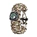 Gonex Survival Bracelet 550 Paracord Outdoor Camping Survival Gear Kit Parachute Cord Buckles with Compass+Fire Starter+Eye Knife(Camo)