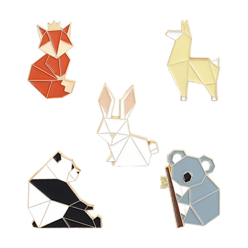 Holibanna Animal Brooch Set 5Pcs Cute Animal Pattern Badges Alloy Pins for Party Clothing Accessories Everyday Wear and Wedding Decoration