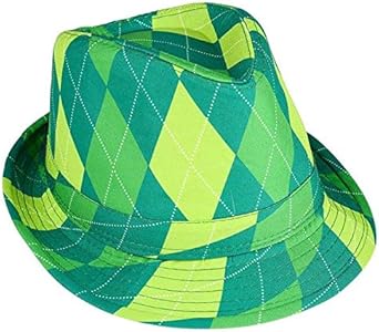 green plaid fedora hat