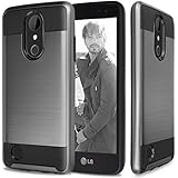 LG Aristo Case, LG Fortune Case, LG Phoenix 3 Case, LG Risio 2 Case, LG K4 Case, LG Rebel 2 LTE Case, TJS Hybrid Shockproof Impact Resist Case Cover Metallic Brush Finish With Hard Inner Layer (Grey)