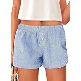 Women's Boxer Shorts Cotton Pajama Striped Lounge Sleepwear Summer Casual Plaid Shorts Y2K Beach Bottoms