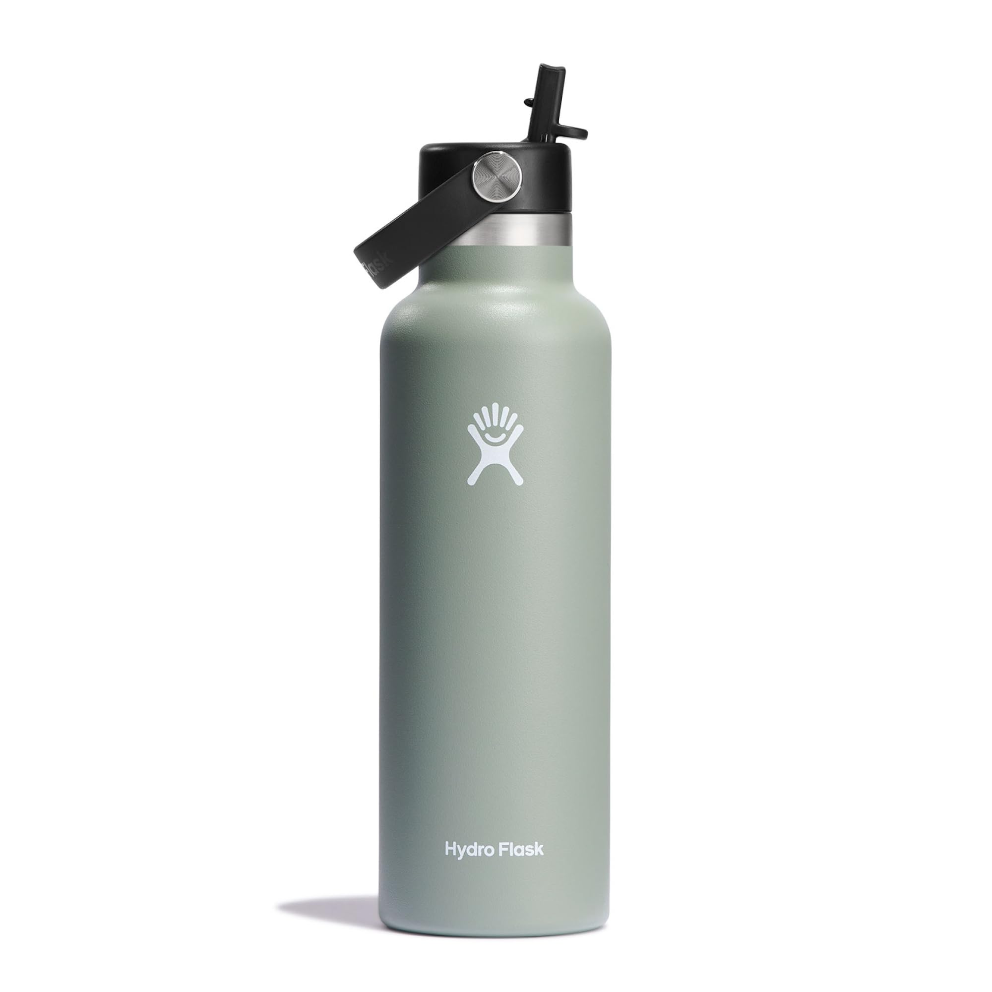 Hydro Flask - Water Bottle 621 ml (21 oz) - Vacuum Insulated Stainless Steel Water Bottle with Flex Straw Cap - Standard Mouth - Agave